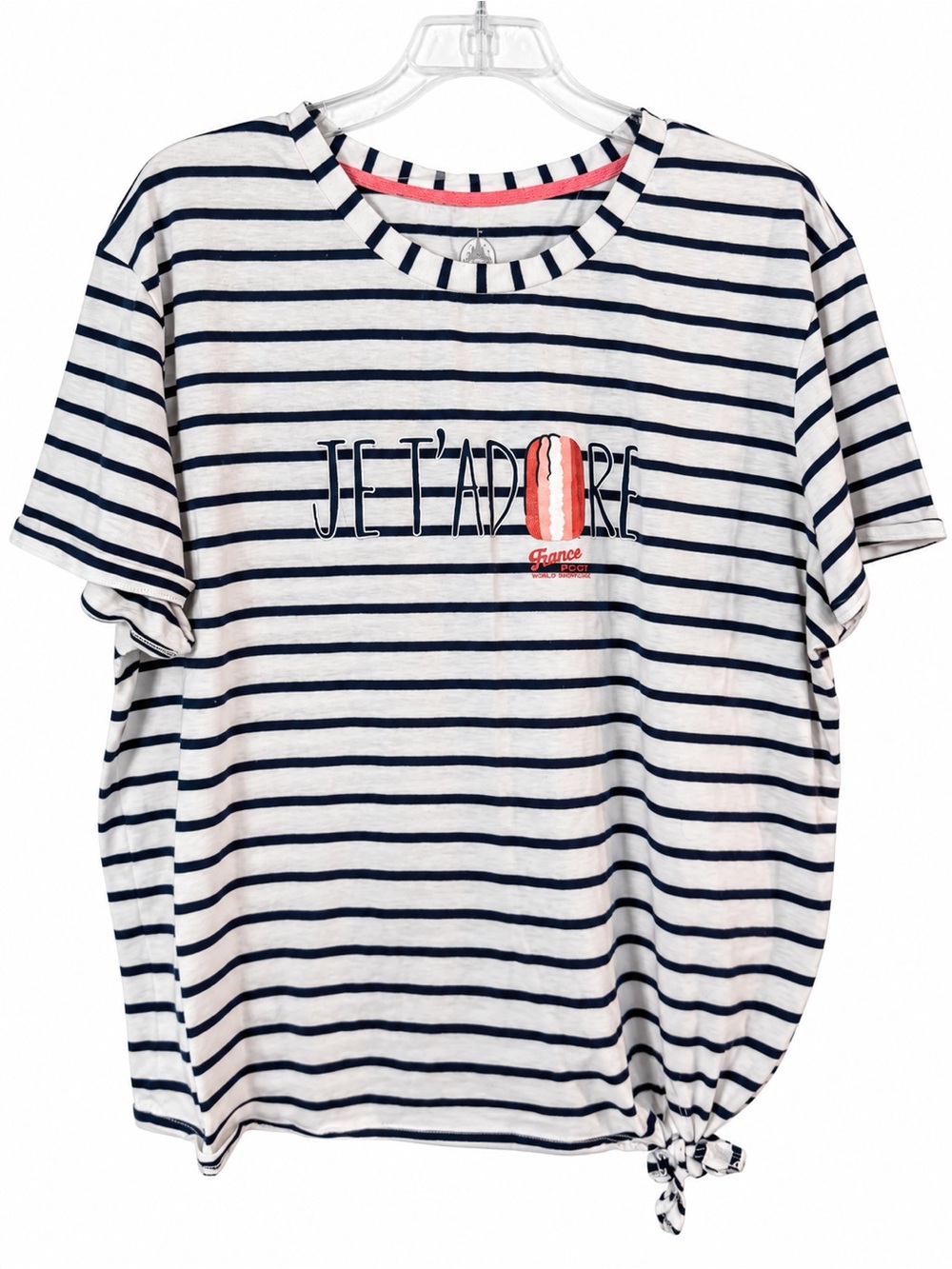 Disney EPCOT France Je T’Adore Macaron Striped Tie-Hem Tee XXL